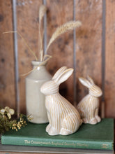 Load image into Gallery viewer, Neutral Ribbed Ceramic Sitting Bunny - Two Sizes
