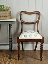 Load image into Gallery viewer, Rosewood antique balloon back chair, re-upholstered with nest egg fabric.