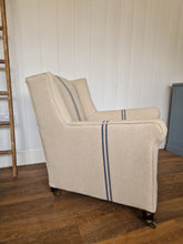Load image into Gallery viewer, Antique Re-Upholstered Armchair Finished in Grain Sack Fabric