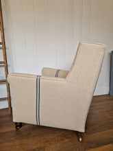 Load image into Gallery viewer, Antique Re-Upholstered Armchair Finished in Grain Sack Fabric
