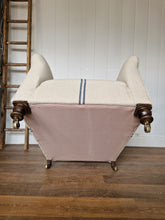 Load image into Gallery viewer, Antique Re-Upholstered Armchair Finished in Grain Sack Fabric