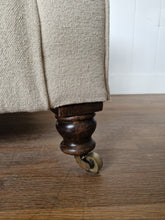 Load image into Gallery viewer, Antique Re-Upholstered Armchair Finished in Grain Sack Fabric