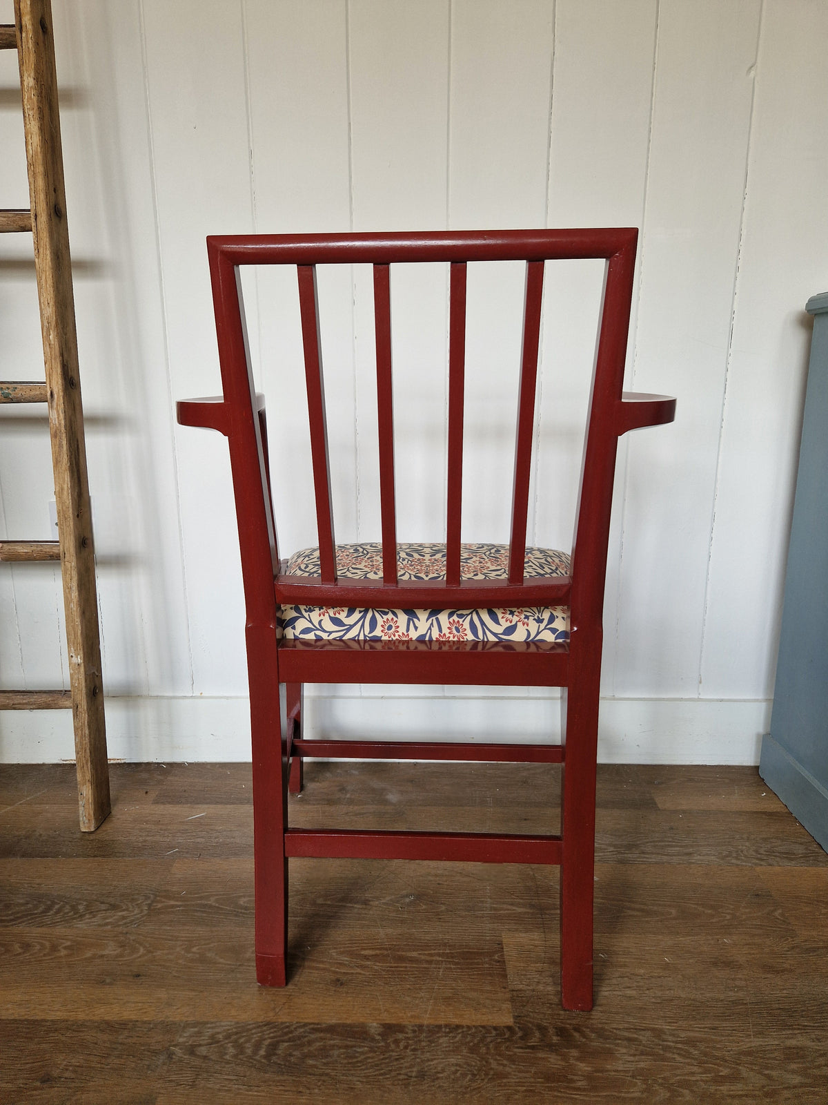Painted & Reupholstered George 111 Mahogany Open Armchair