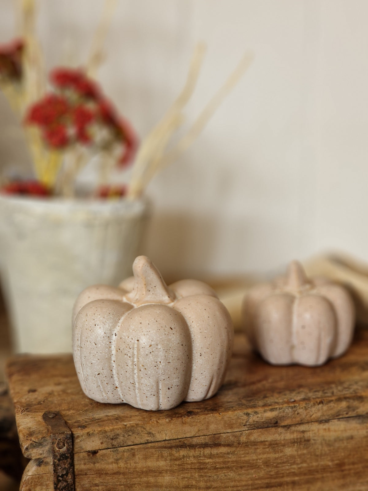 Matt Speckled Netural Ceramic Pumpkins - Three Sizes