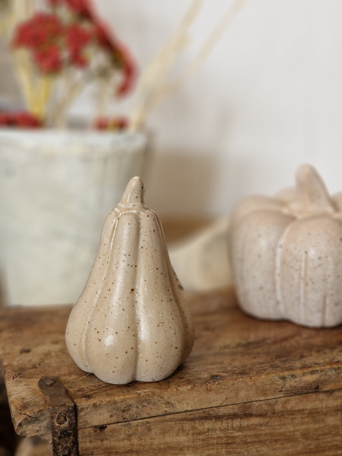 Matt Speckled Netural Ceramic Pumpkins - Three Sizes