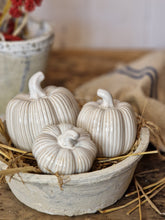 Load image into Gallery viewer, Ribbed Satin White Ceramic Pumpkins - Four Sizes