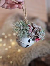 Load image into Gallery viewer, White Hanging Bell with Festive Foliage