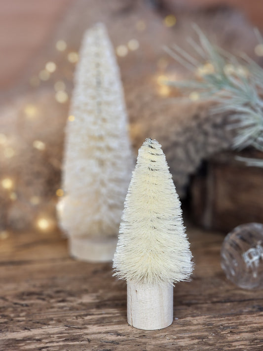 White Bristle Christmas Trees - Two Sizes