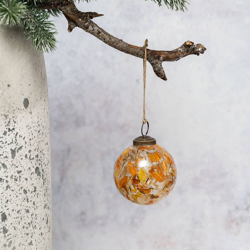 3" Amber Botanical Bauble
