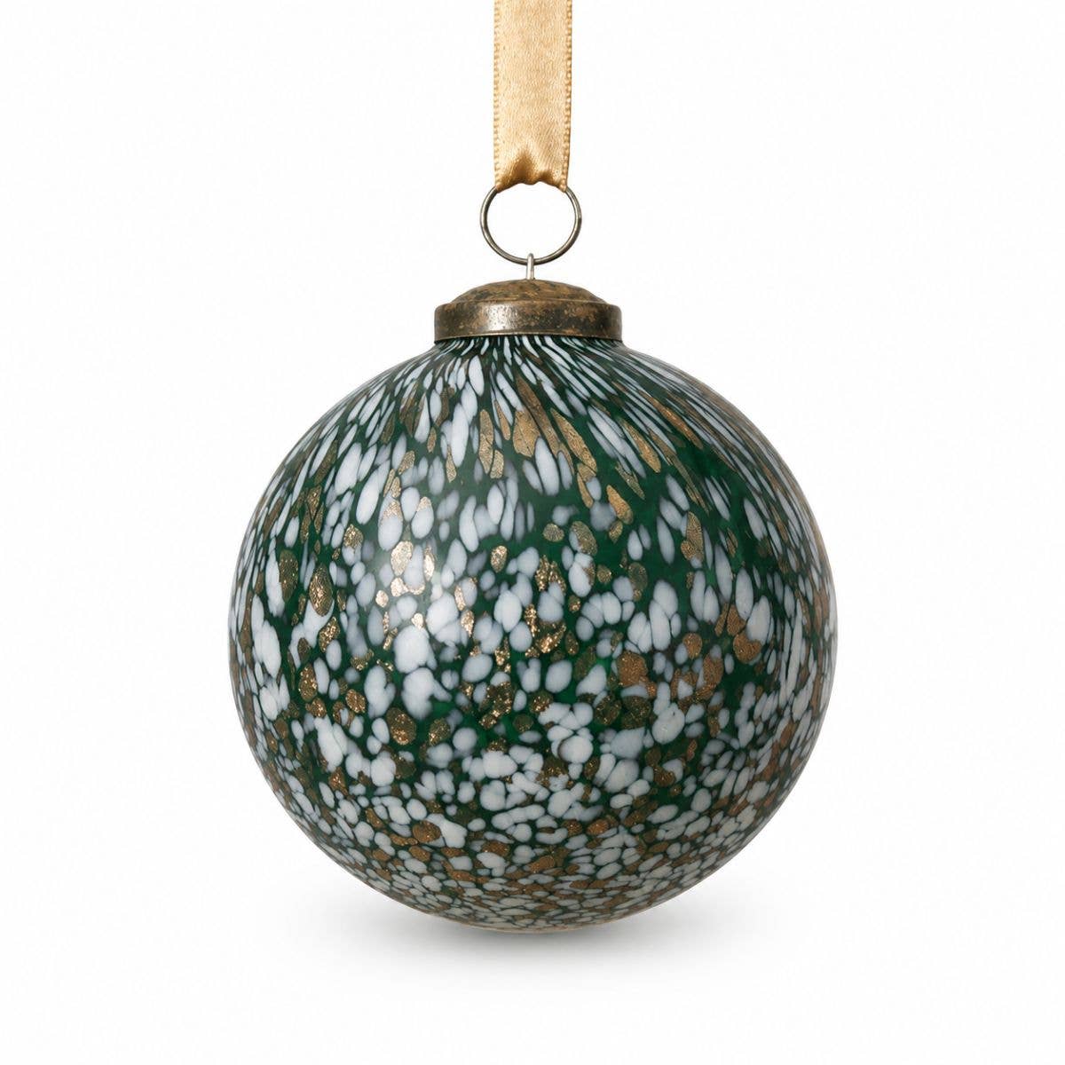 4" Vintage Glass Bauble – Sea Green Marble finish