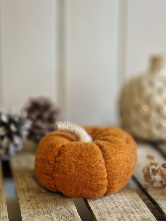Rust Coloured Felt Pumpkins - 2 sizes