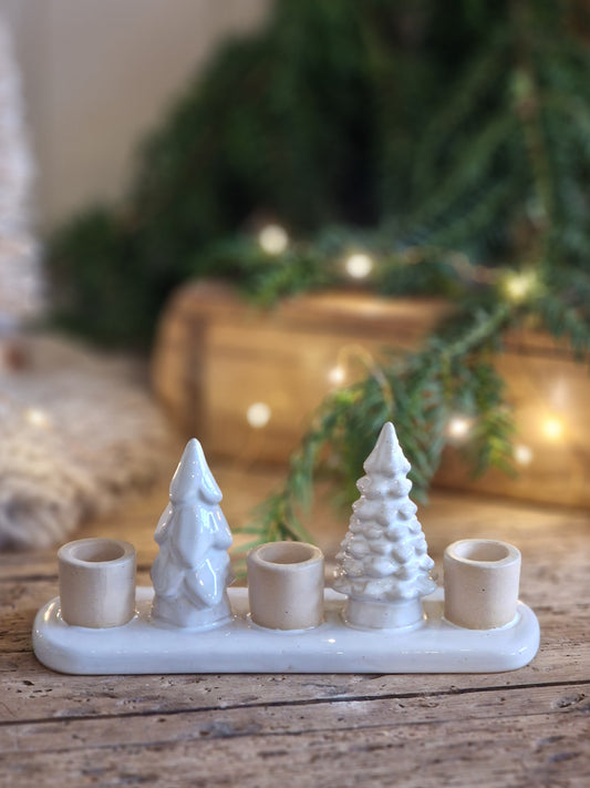 Ceramic Glazed Trees Candle Holder