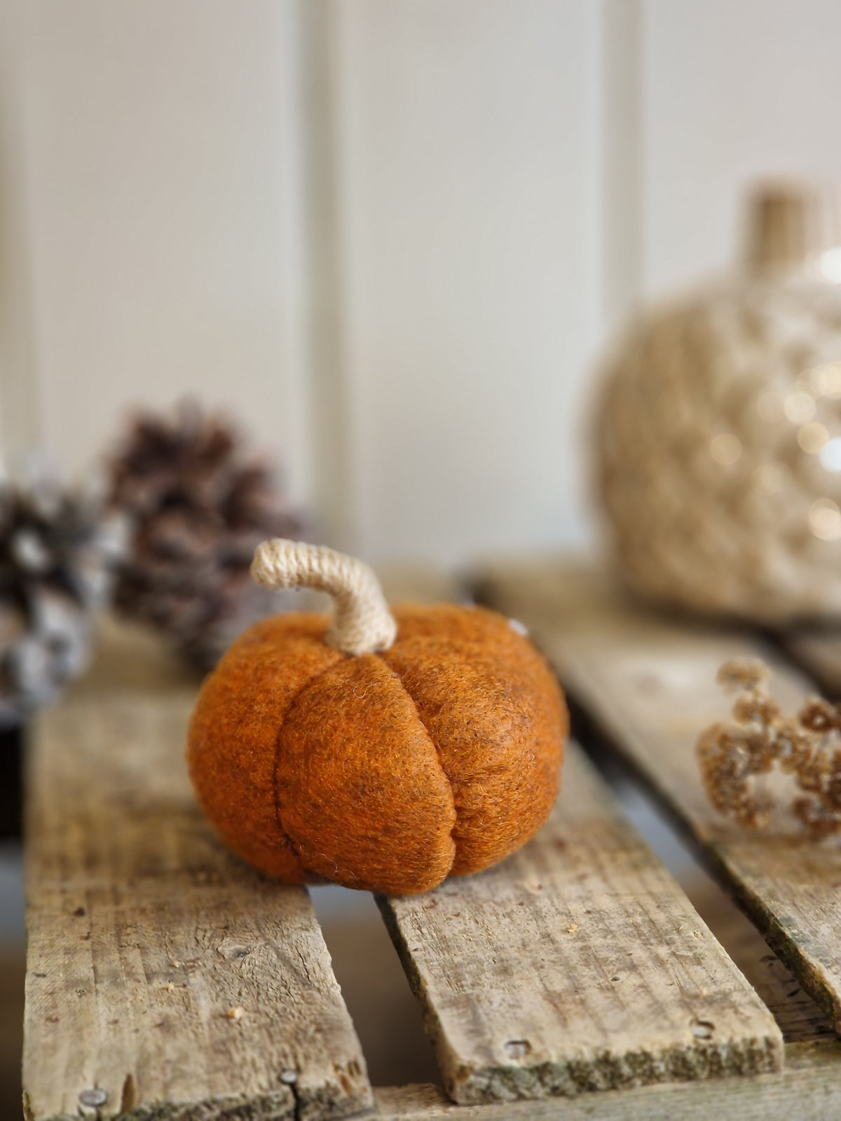 Rust Coloured Felt Pumpkins - 2 sizes
