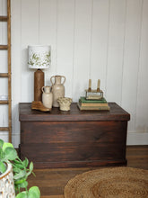 Load image into Gallery viewer, VIntage Wooden Pine Stained Blanket Chest/box