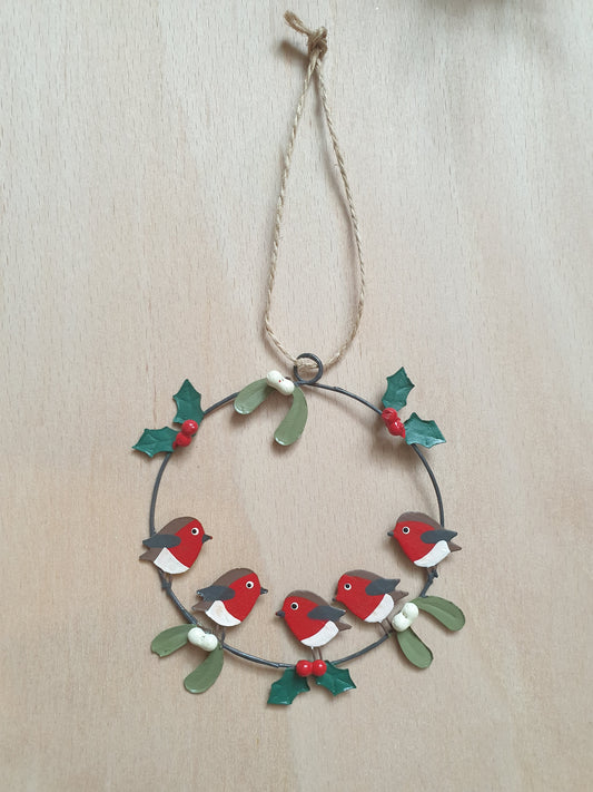 Robin Hoop Hanging Christmas Ornament