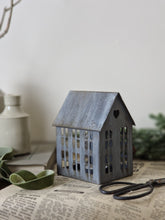 Load image into Gallery viewer, Grey Tin Town House Tealight Holder - Various Sizes
