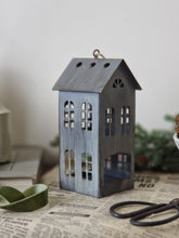 Load image into Gallery viewer, Grey Tin Town House Tealight Holder - Various Sizes

