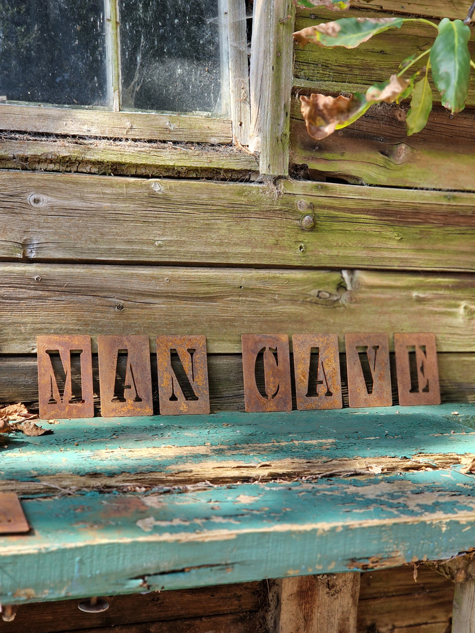 MAN CAVE - Stencil Rusty Letters