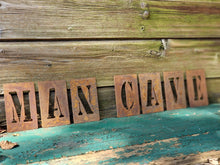 Load image into Gallery viewer, MAN CAVE - Stencil Rusty Letters
