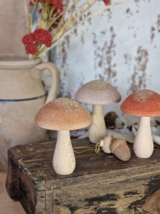 Wooden Mushroom with Velour and Sparkly Top - 3 Colours