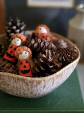 Load image into Gallery viewer, Little Wooden Girl Dressed as pumpkin - Hanging Decoration
