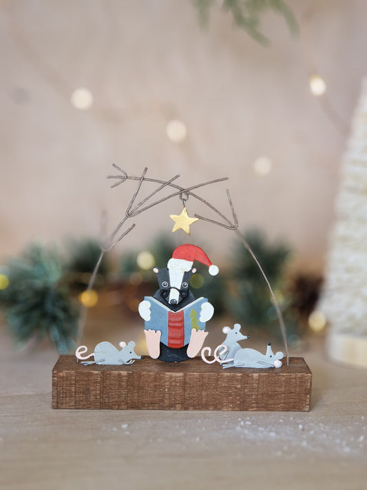 Badger Storytelling Christmas Ornament