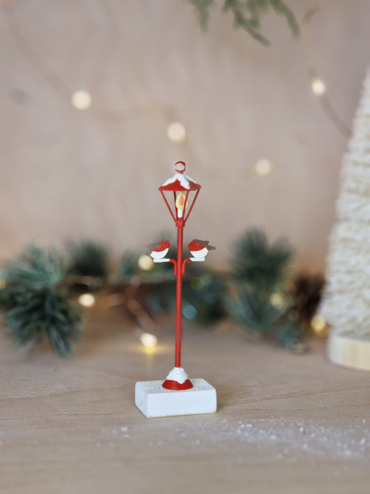 Robins on Park Lamp Post Christmas Ornament