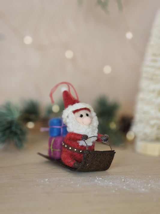 Santa Sledging in to Christmas Hanging Ornament