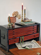 Load image into Gallery viewer, antique ebonised engineers / collectors chest box  
