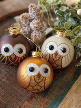 Load image into Gallery viewer, Twit Twoo Owl Baubles Hanging Decoration set of 3
