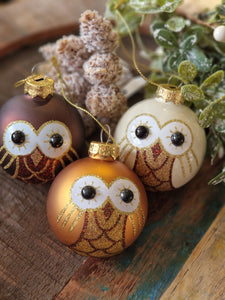 Twit Twoo Owl Baubles Hanging Decoration set of 3