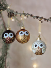 Load image into Gallery viewer, Twit Twoo Owl Baubles Hanging Decoration set of 3
