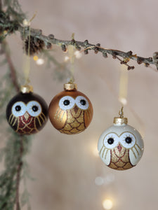 Twit Twoo Owl Baubles Hanging Decoration set of 3