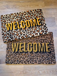 Welcome Leopard Print Door Mat