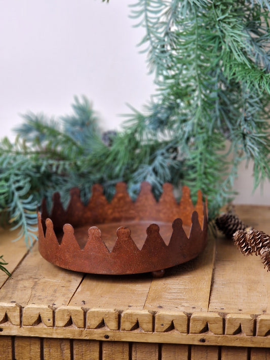 Metal Rusted Crown Tray/Dish