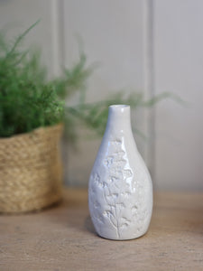 White Ceramic Pressed Flowers Vase