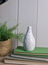 Load image into Gallery viewer, White Ceramic Pressed Flowers Vase
