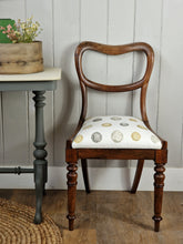 Load image into Gallery viewer, Rosewood antique balloon back chair, re-upholstered with nest egg fabric.
