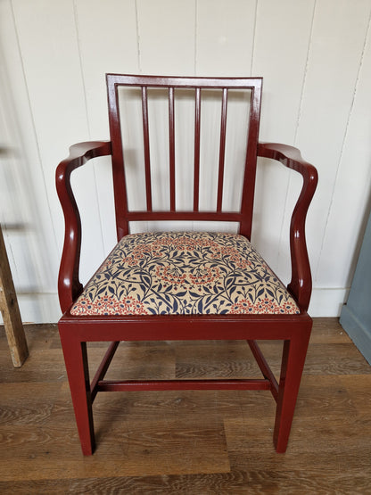 Painted & Reupholstered George 111 Mahogany Open Armchair