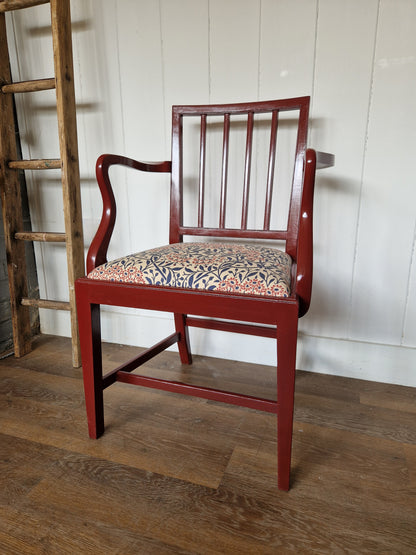 Painted & Reupholstered George 111 Mahogany Open Armchair
