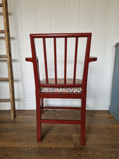 Painted & Reupholstered George 111 Mahogany Open Armchair