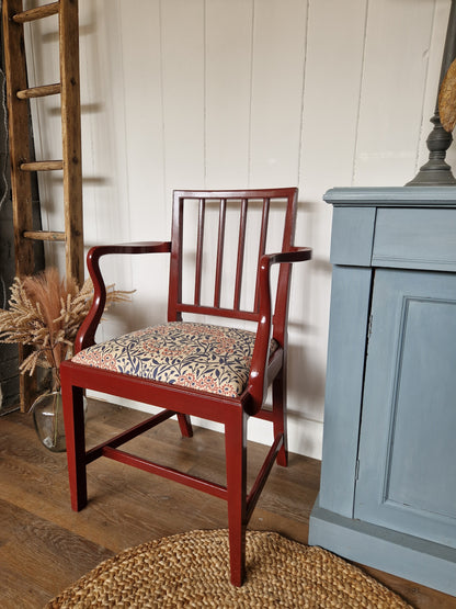 Painted & Reupholstered George 111 Mahogany Open Armchair