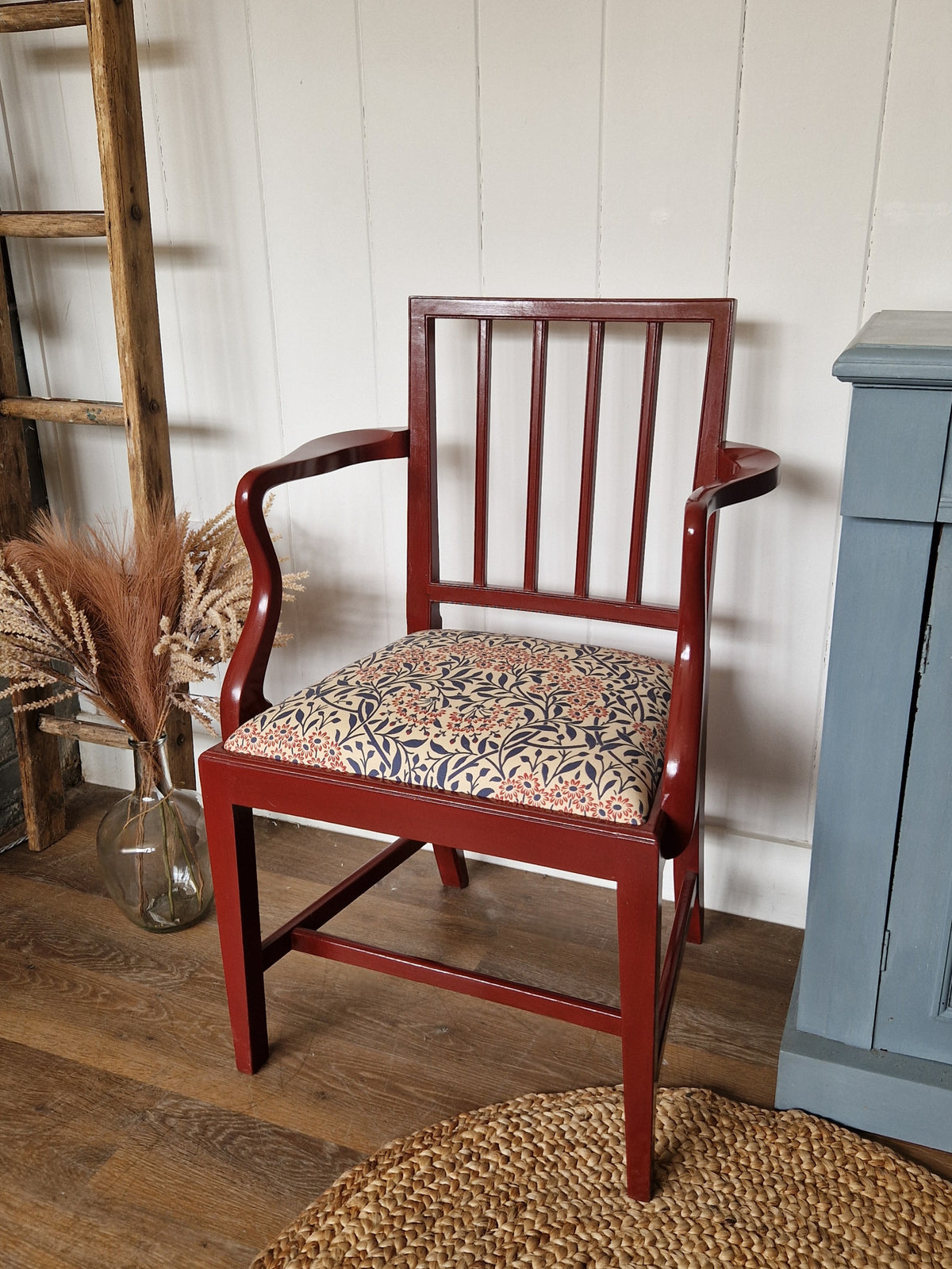 Red gloss painted and upholstered george 111 Armchair