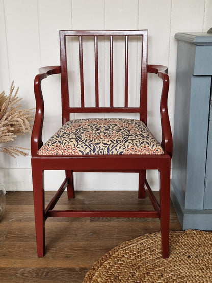 Painted & Reupholstered George 111 Mahogany Open Armchair
