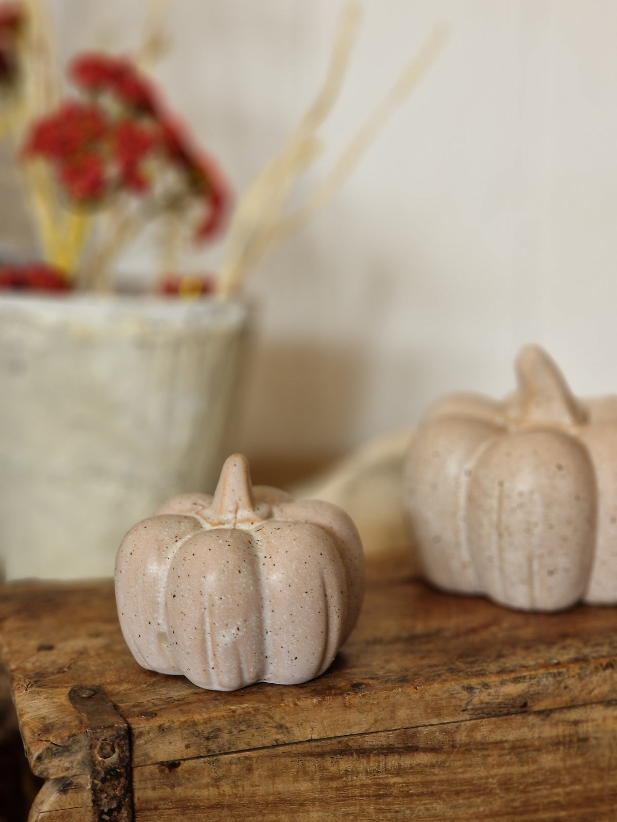 Matt Speckled Netural Ceramic Pumpkins - Three Sizes