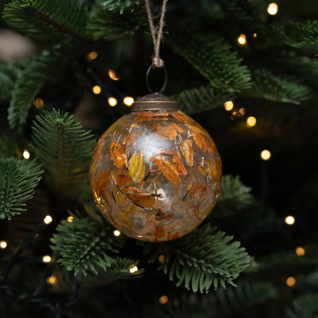 3" Amber Botanical Bauble