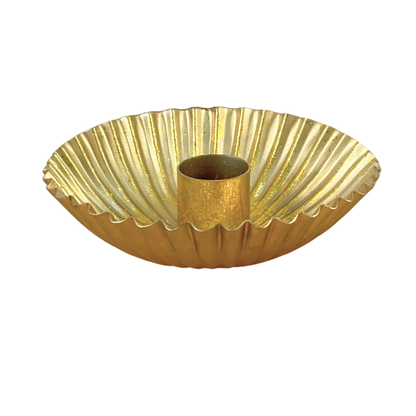 Ruffle Gold Candle Holder