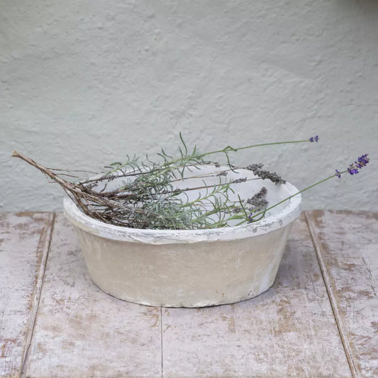 Antiqued Whitestone Dish Planter