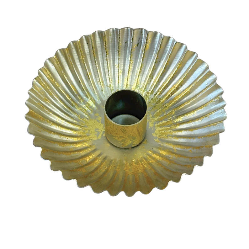 Ruffle Gold Candle Holder
