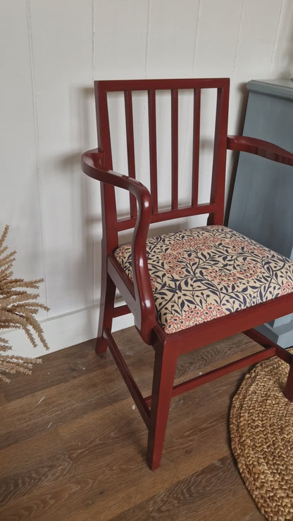 Painted & Reupholstered George 111 Mahogany Open Armchair